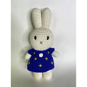 Just Dutch Miffy Blue Yellow Star Dress Crochet Rabbit Bunny Plush Stuffed Toy